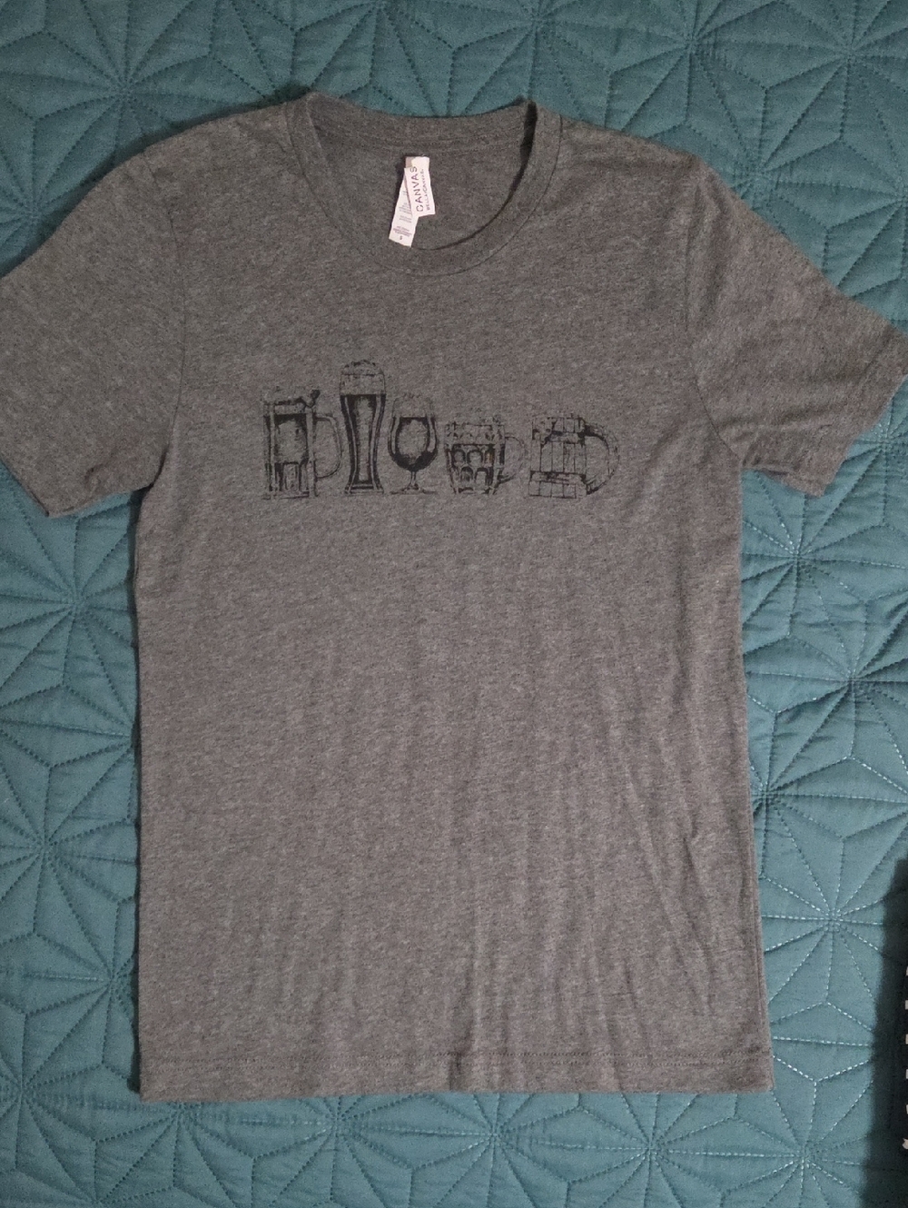 Gray Beer Crewneck T-Shirt - Women's Casual Tee Small